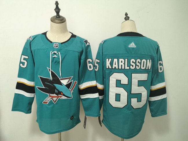 San Jose Sharks Alternate Player Jersey Green NO.65 KARLSSON