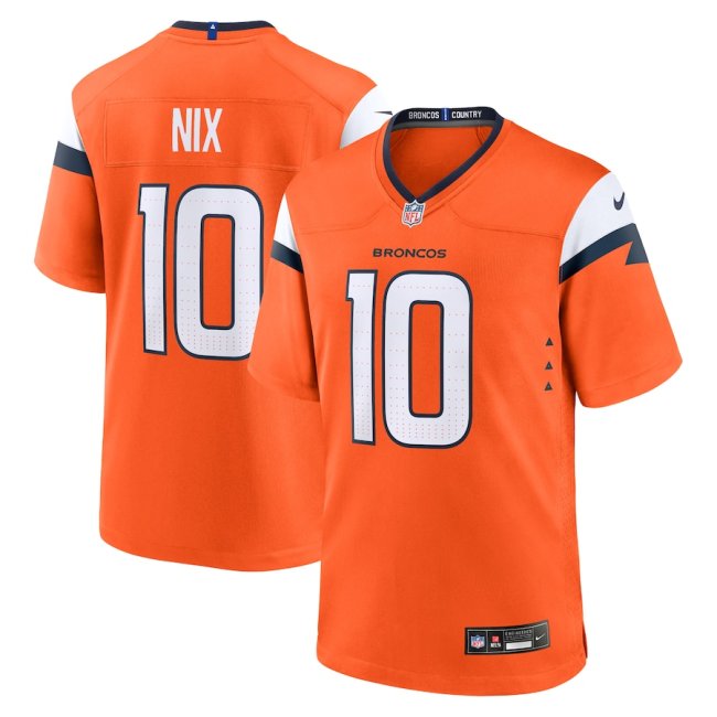 Denver Broncos Jersey Orange 2024 NO.10 NIX