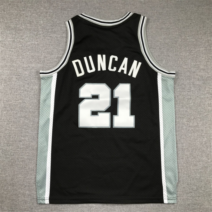 San Antonio Spurs KIds Jersey BlackThrowback 98/99 NO.21 DUNCAN