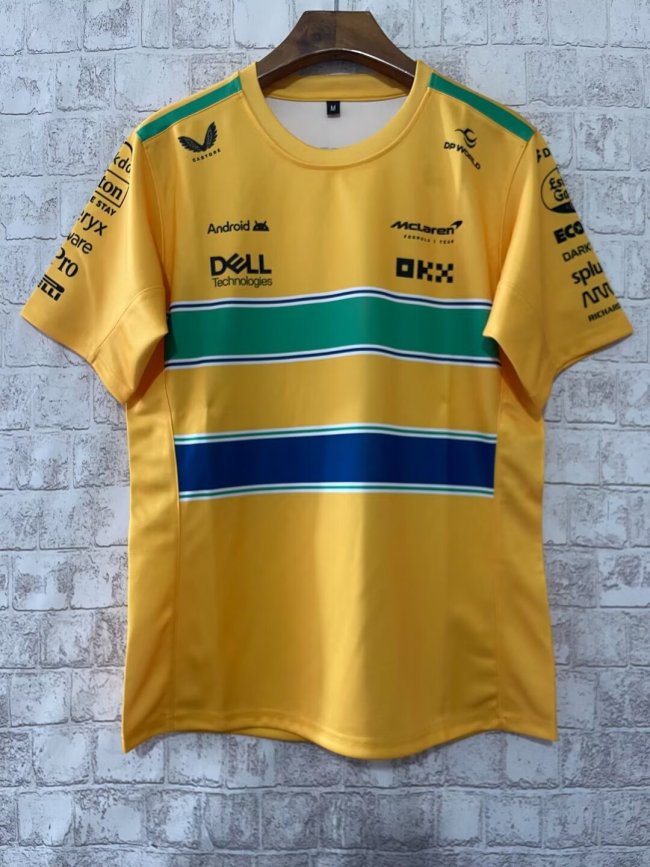 2024 McLaren T-Shirt Senna Monaco Special Edition Yellow NO Number