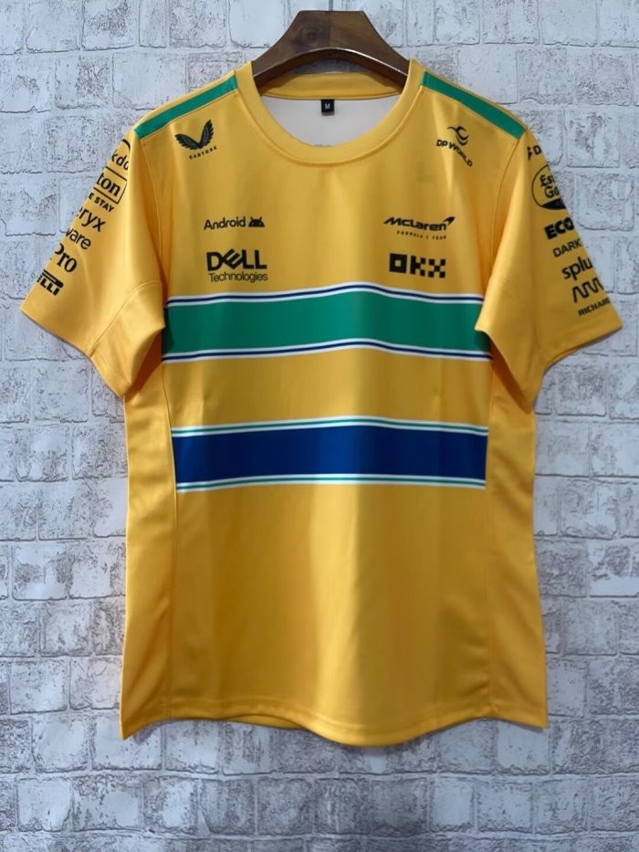 2024 McLaren T-Shirt Senna Monaco Special Edition Yellow NO Number