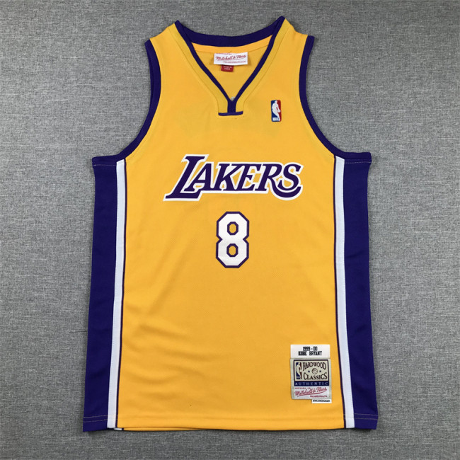 Los Angeles Lakers Kids Jersey Yellow V-neck Vintage 90s NO.8 BRYANT