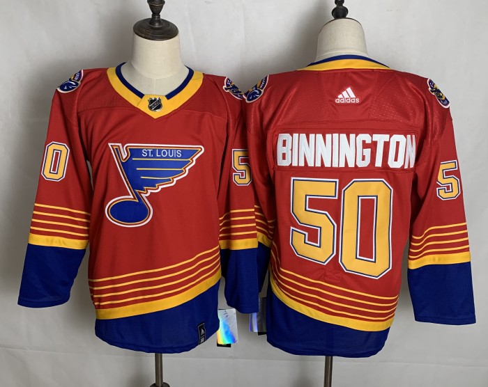 St. Louis Blues 1990's Vintage Away Throwback Jersey Red NO.50 BINNINGTON