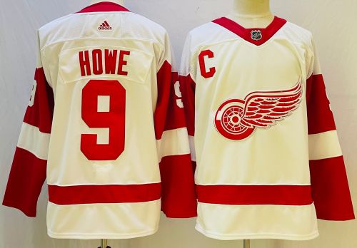 Detroit Red Wings Road Jersey Off White 2024 NO.9 HOWE