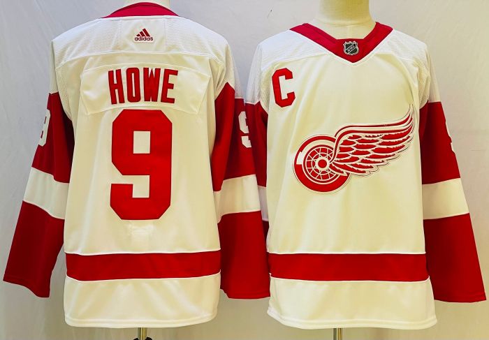 Detroit Red Wings Road Jersey Off White 2024 NO.9 HOWE
