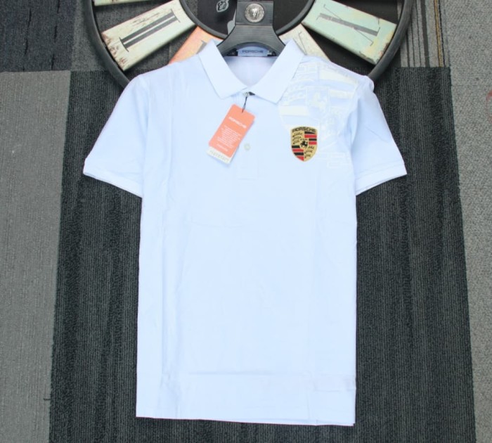 Porsche Crest Polo Shirt White NO Number