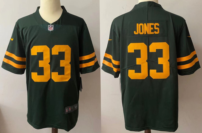 Green Bay Packers Jersey Replica green yellow letters 1996 NO.33 JONES