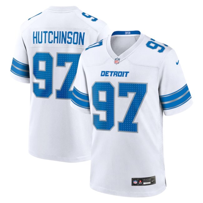 Detroit Lions Jersey White New style NO.97 HUTCHINSON