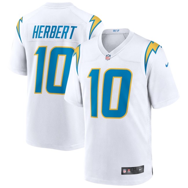 Los Angeles Chargers Game Jersey White NO.10 HERBERT