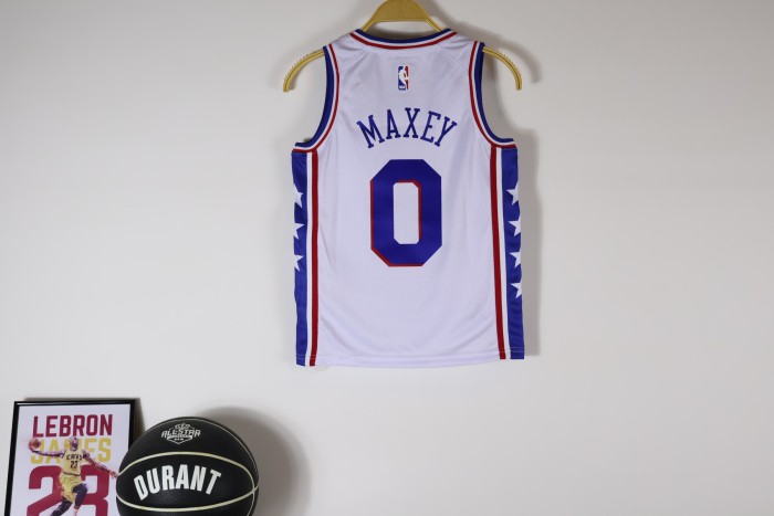 Philadelphia 76ers KIds Jersey White Icon Edition 22/23 NO.0 MAXEY
