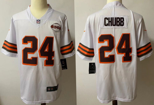 Cleveland Browns Jersey Vintage White NO.24 WCHUBB