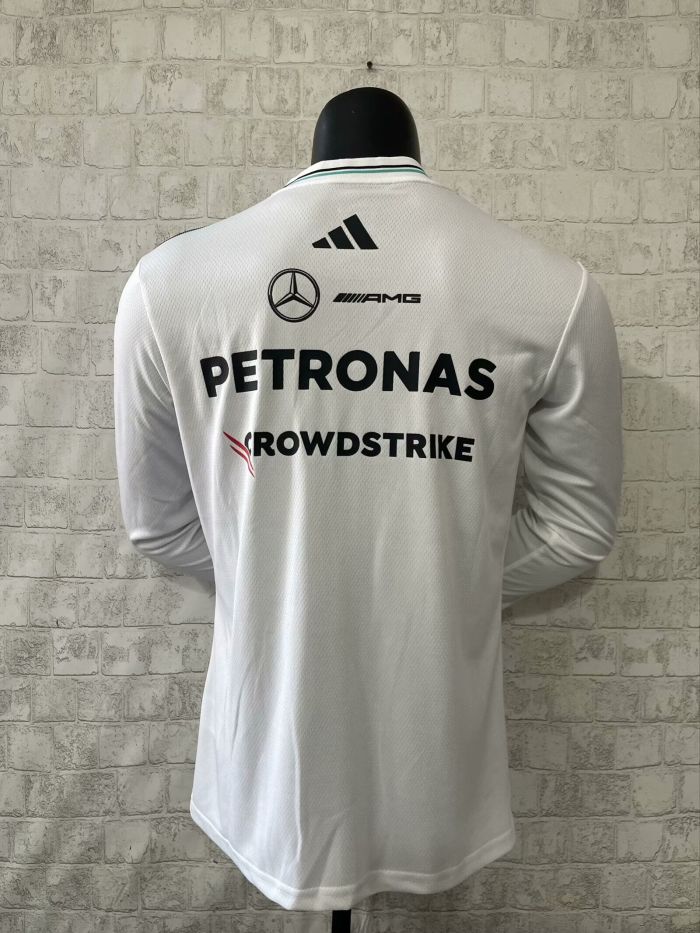 2025 Mercedes AMG Petronas Driver Shirt Long Sleeve White NO Number