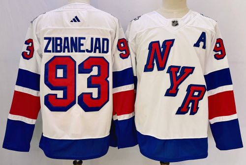 New York Rangers 25th Anniversary Collection Jersey White NO.93 ZIBANEJAD