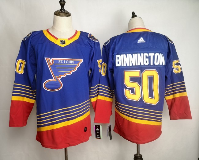 St. Louis Blues 1990's Vintage Away Throwback Jersey Blue NO.50 BINNINGTON
