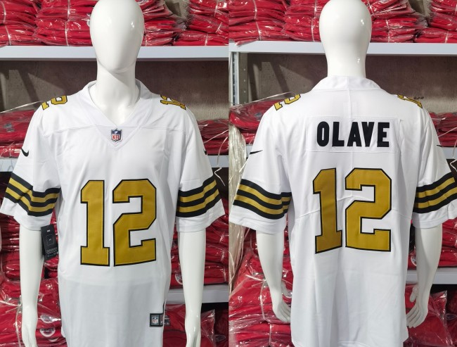 New Orleans Saints Jersey white gold lettering NO.12 OLAYE
