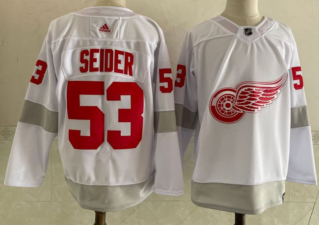 Detroit Red Wings Home Jersey White 2024 NO.53 SEIDER