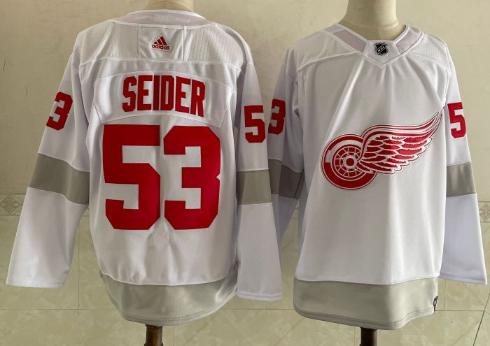 Detroit Red Wings Home Jersey White 2024 NO.53 SEIDER