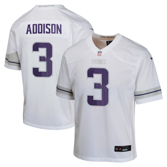 Minnesota Vikings Alternate Jersey White New style NO.3 ADDISON