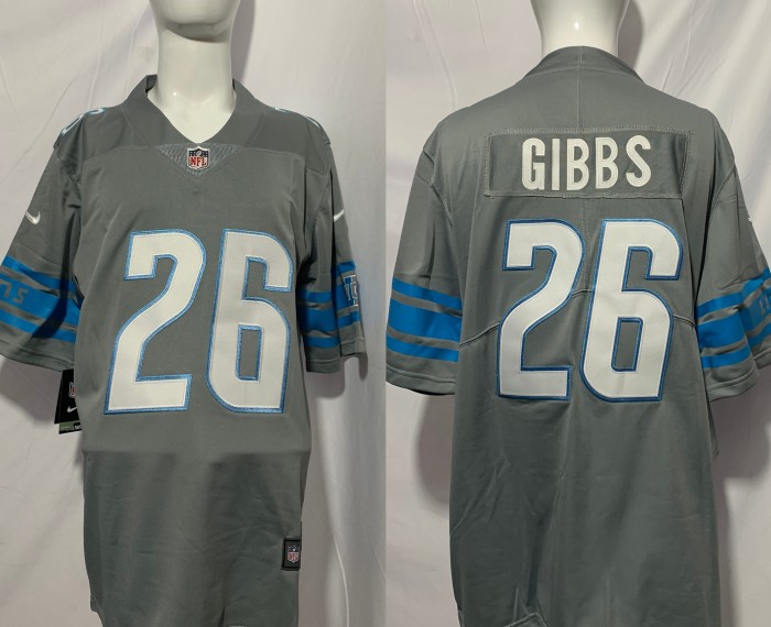 Detroit Lions Jersey Grey NO.26 GIBBS