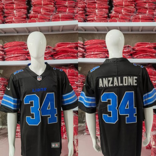 Detroit Lions Jersey Black New style NO.34 ANZALONE