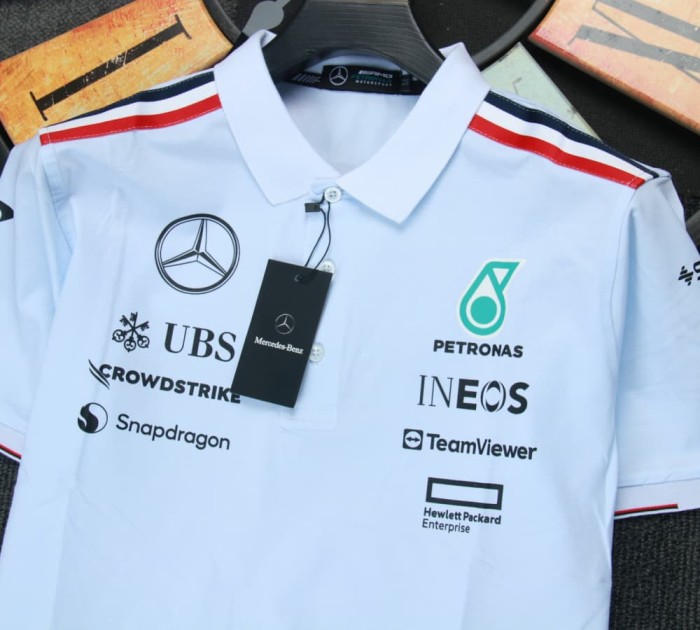 2024 Mercedes AMG Petronas Polo Shirt White NO Number