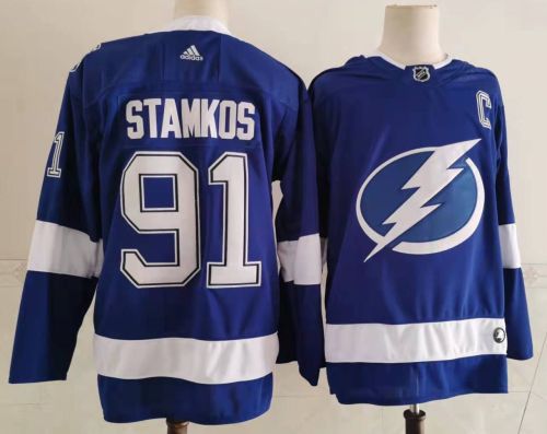 Tampa Bay Lightning Alternate Player Jersey Blue NO.91 STAMKOS
