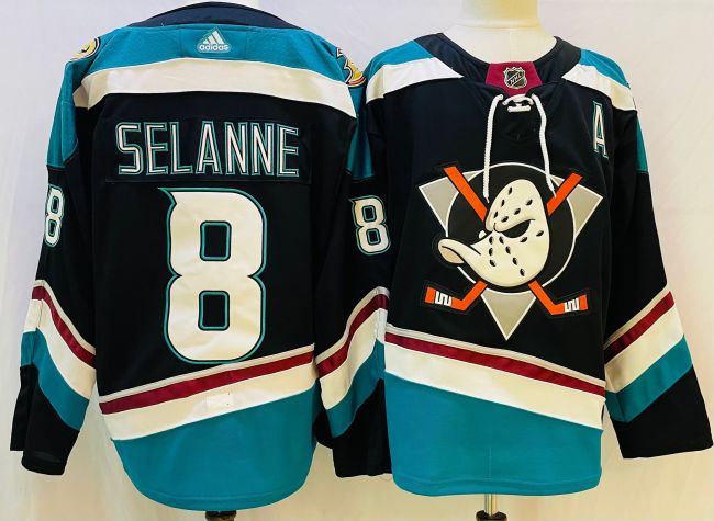 Anaheim Ducks 25th Anniversary Alternate Jersey White Red Lines NO.8 SELANNE