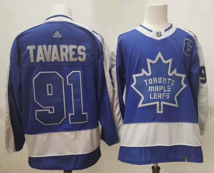 Toronto Maple Leafs Jersey Reverse Retro Blue 2022 NO.91 TAVARES