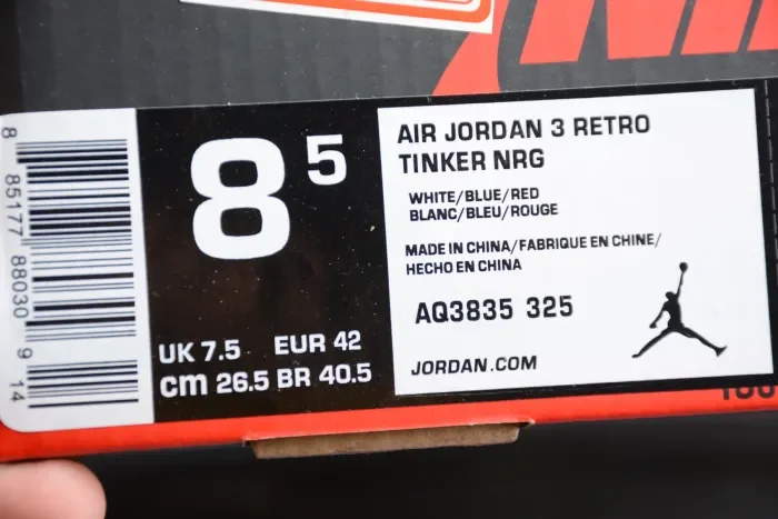 Air Jordan 3 White Blue Red AQ3835-325