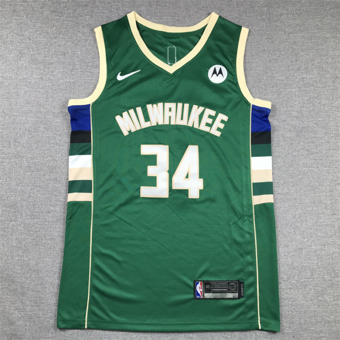 Milwaukee Bucks Kids Jersey Green Lcon Edition  2020 NO.34  ANTETOKOUNMPO