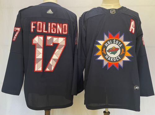 Minnesota Wild Retro Jersey Black NO.17 FOLIGNO