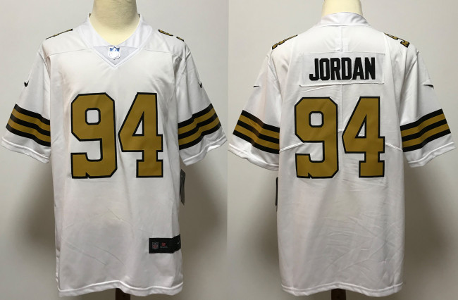 New Orleans Saints Jersey white gold lettering NO.94 JORDAN