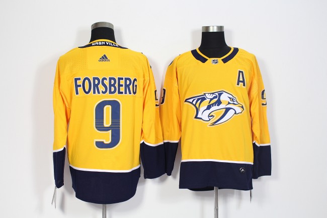 Nashville Predators Home Jersey Yellow NO.9 FORSBERG
