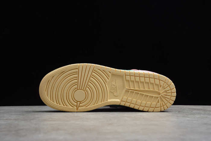 Air Jordan 1 Mid SE GS Paint Drip White Pink DD1666-100 GS