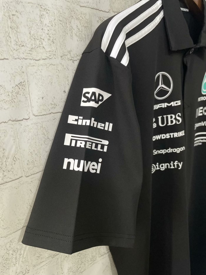 2025 Mercedes AMG Petronas Polo Shirt Black NO Number