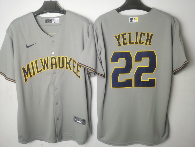 Milwaukee Brewers Away Limited Jersey Grey Fan Version NO.22 YELICH