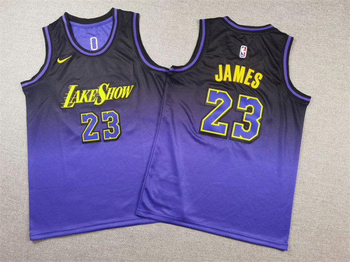 Los Angeles Lakers Kids Jersey Purple City Edition 2024 NO.23 JAMES