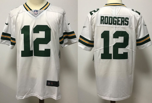 Green Bay Packers Jersey Replica White 1996 NO.12 RODGERS