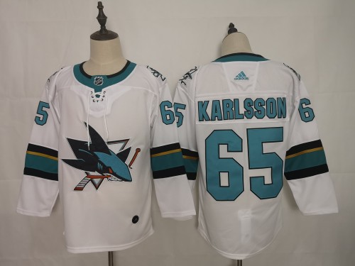San Jose Sharks Alternate Player Jersey White NO.65 KARLSSON