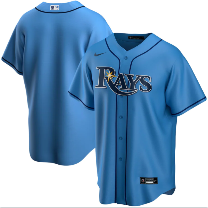Tampa Bay Rays Jersey Light Blue Fan Version NO Number