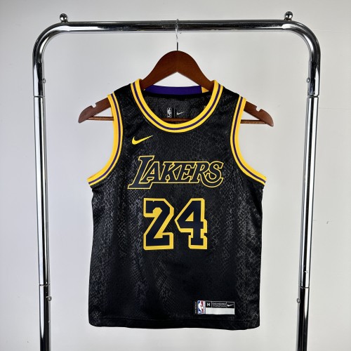 Los Angeles Lakers KIds Jersey City Edition snake pattern Black No.24 BRYANT