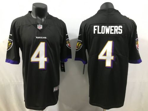 Baltimore Ravens Jersey Black NO.4 FLOWERS
