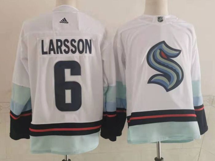 Seattle Kraken Away Player Jersey White NO.6 LARSSON