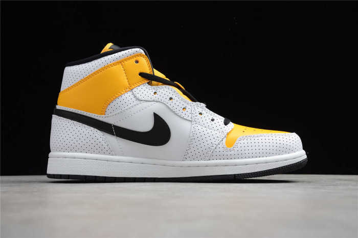 Air Jordan 1 Mid Perforated White University Gold BQ6472-107