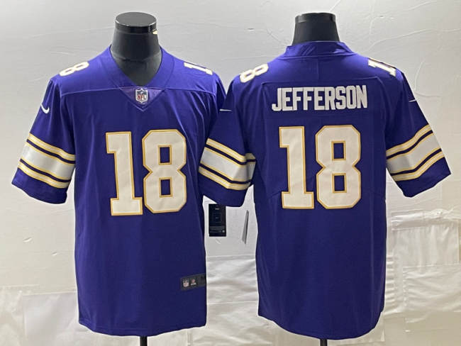 Minnesota Vikings Alternate Jersey Retro White NO.18 JEFFERSON