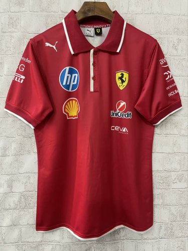 2025 Ferrari Racing Polo Shirt Fleet Version Red NO Number