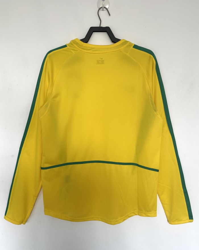 Brazil Home Retro Long Sleeve Jersey 2002