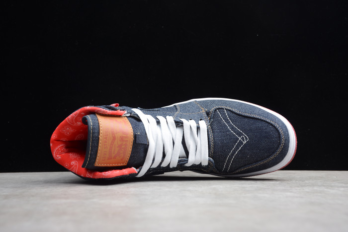 Levis x Air Jordan 1 High Denim Sail Game Red 556298-010