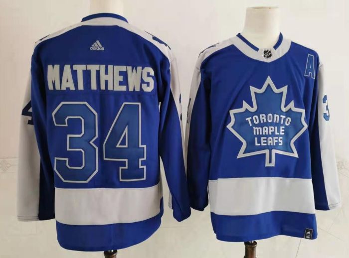 Toronto Maple Leafs Jersey Reverse Retro Blue Grey 2022 NO.34 MATTHEWS