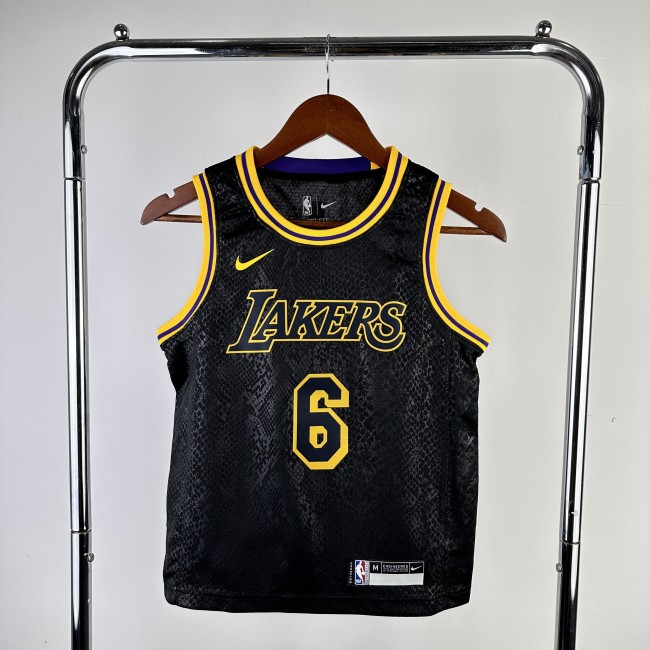 Los Angeles Lakers KIds Jersey City Edition snake pattern Black No.6 JAMES